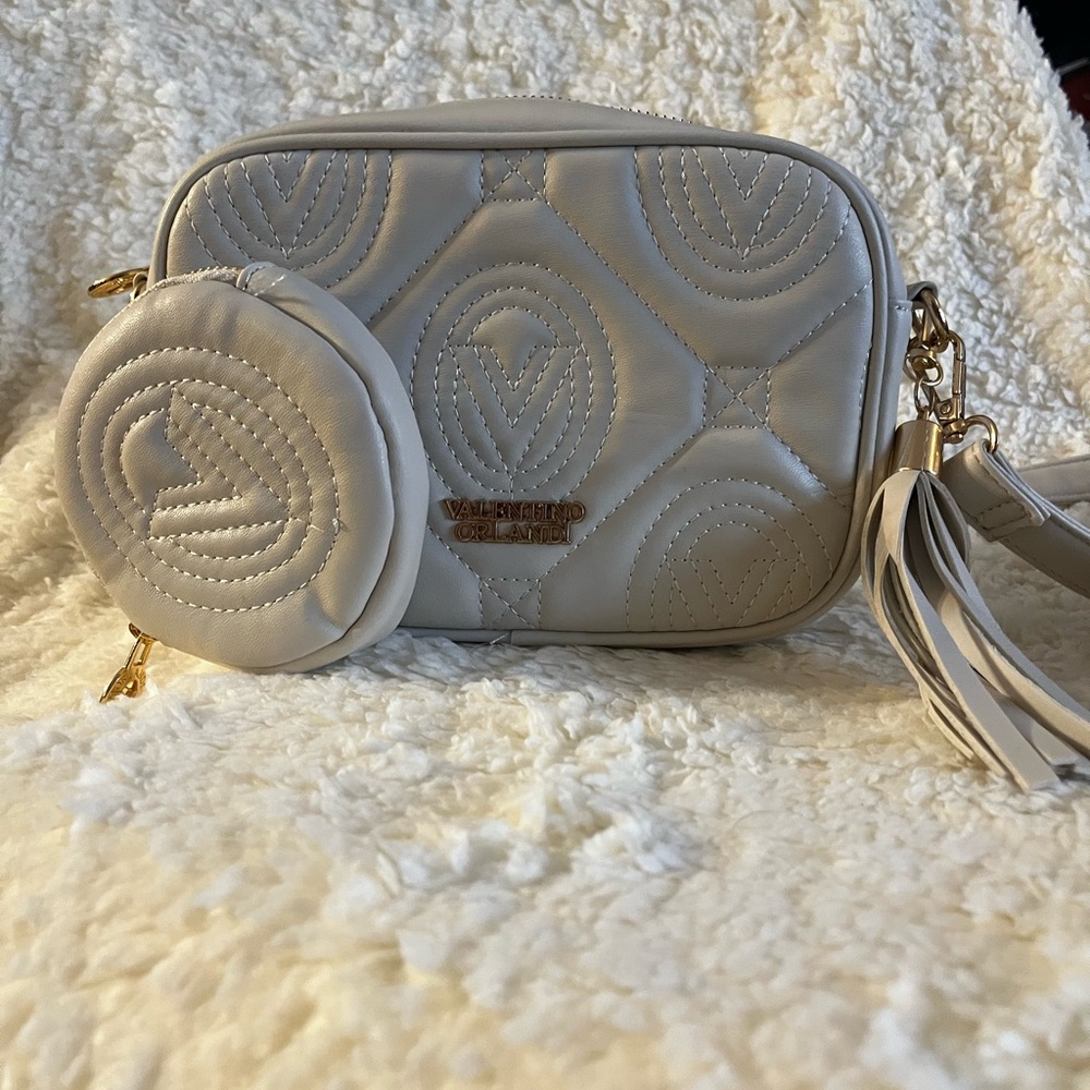 Valentino Orlandi Cream Quilted Crossbody Bag